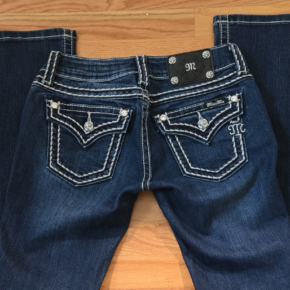 Miss Me Indigo Boot Cut Jeans with Embellished Pockets